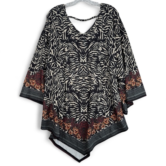 Susanne Betro Top Womens Plus Size 2X Long Bell Sleeve Knit V-neck NWT - Picture 2 of 8